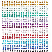 Pegatinas autoadhesivas con diamantes de imitación, 15 colores, 900 piezas, pegatinas para el cuerpo, maquillaje de uñas, 0.118 in, 0.157 in, 0.197 in, adornos de carnaval para manualidades - Arteztik