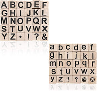 Juvale Alphabet - Sellos de goma de madera, letras superiores e inferiores con símbolos, 60 unidades - Arteztik

