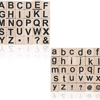 Juvale Alphabet - Sellos de goma de madera, letras superiores e inferiores con símbolos, 60 unidades - Arteztik