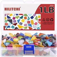 Hilitchi - Azulejo de mosaico de vidrio de colores variados, diferentes formas y colores para manualidades (varios colores) - Arteztik