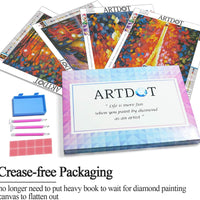 ARTDOT 5D Kit de pintura de diamante para adultos, paquete de 4 taladros completos de diamante, suministros de lienzo para adultos, principiantes, decoración de pared para el hogar, 12 x 16 pulgadas - Arteztik