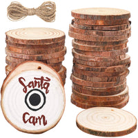 Funarty - Juego de 36 rodajas de madera natural de 6,3 a 3.0 in sin terminar con agujeros de madera para manualidades, adornos de Navidad - Arteztik
