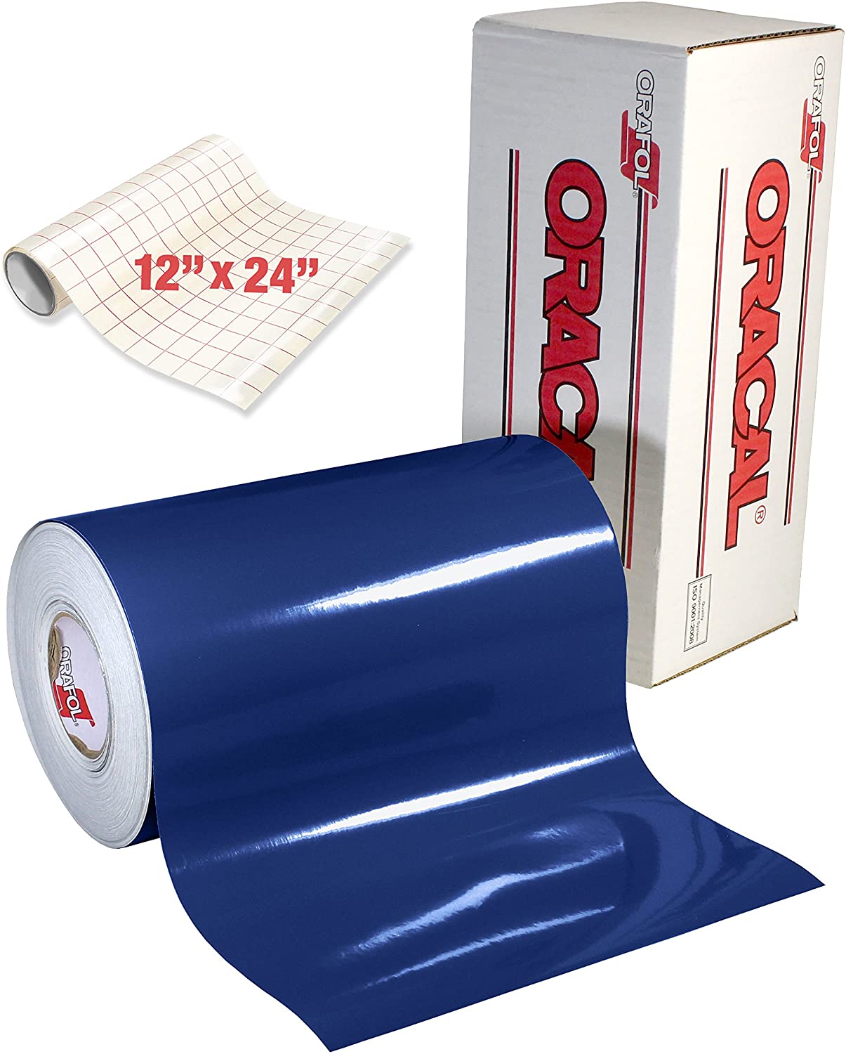 ORACAL 5400 Rollo de vinilo adhesivo reflectante azul de 12 x 24 pulgadas  para Silhouette, Cameo y Cricut, incluyendo rollo de papel de transferencia