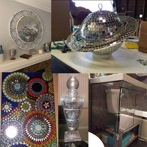 PH PandaHall 150 piezas de 3 formas de espejo de cristal, azulejos de mosaico autoadhesivos, espejo de pared para manualidades, decoración del hogar (triángulo, cuadrado, redondo) - Arteztik
