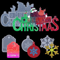 Juego de moldes de resina de silicona con diseño de Navidad y 3 moldes de resina de silicona con colgante de resina epoxi con copos de nieve y etiqueta de amor para hacer adornos de árbol de Navidad, decoración de manualidades - Arteztik
