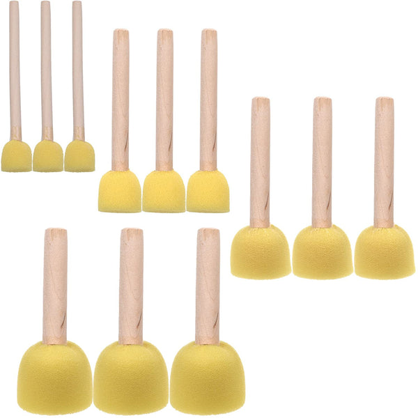 BLUECELL 12-Pieces Assorted Size Round Sponges Brush Set, Paint Tools For Kids - Arteztik