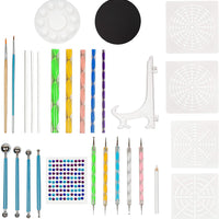 Krafty Bobafty Mandala Dotting Tools Set - 28 piezas de rocas de pintura, juego de arte de calidad Stylus Craft, diseños de pintura en plantillas redondas (incluidas), así como pintura y lienzos de cualquier forma o tamaño. - Arteztik
