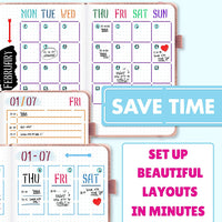 Ultimate Productivity Stencil Set for Dotted Journals - Time Saving Planner Accessories/Supplies Kit Makes Creating Layouts Easy - Incl. Bullet Point Checklists, Daily/Weekly/Monthly Calendars - Arteztik
