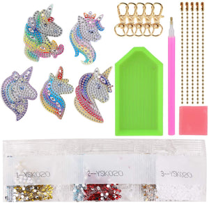 MWOOT - Llavero de pintura de diamante con patrón de unicornio, 5D con diamante de imitación de diamante de imitación para hacer mosaicos, manualidades para bolso y bolso - Arteztik