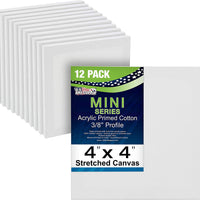 US Art Supply - Mini lienzo de 3.9 x 3.9 in (1 paquete de 12 minilienzos) - Arteztik