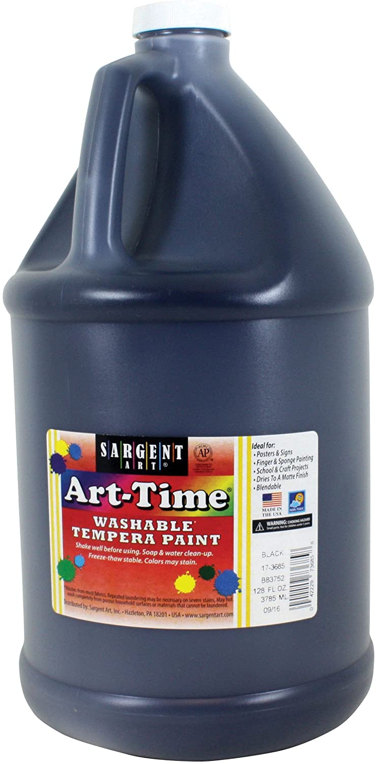 Sargent Art 17-3685 - Pintura para tempera lavable de 128 onzas, color negro, 1 galón - Arteztik