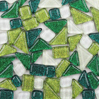 Azulejos de mosaico de colores mixtos, mosaico de cristal brillante, piezas de cristal surtidas cuadradas y triangulares con purpurina, azulejos de mosaico de cristal para decoración del hogar o manualidades, 7.05 oz - Arteztik
