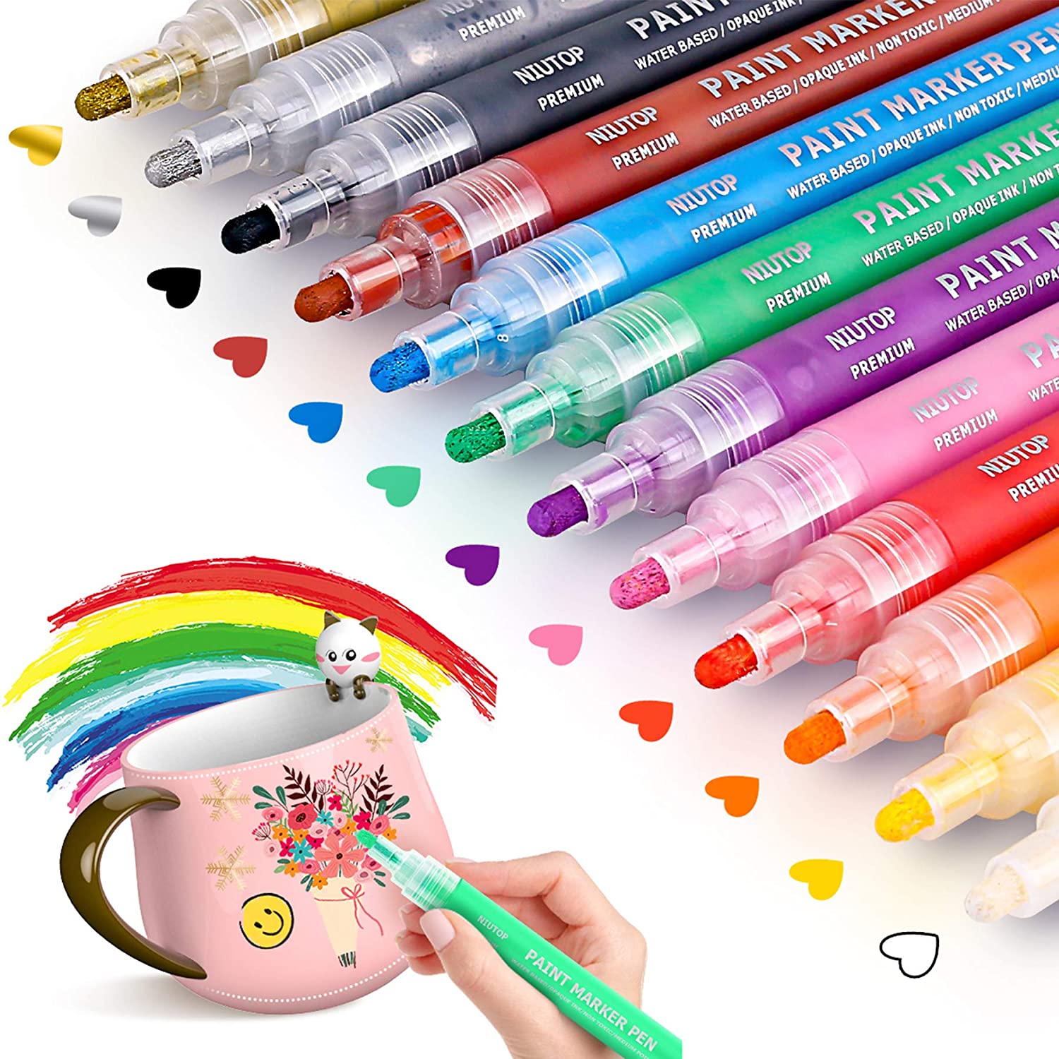 Acrylic Paint Pens for Rock Painting, Set of 18 PCS Paint Markers Kit for  Glass, Stone, Wood, Fabric, Metal, Ceramic, Rock, Water Based, Quick-Dry,  Great Gift for Kids Teens Adults Beginner