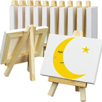 Set de caballetes de lona de 3 x 4 pulgadas de Fixsmith, paquete de 12 unidades, contiene 12 mini lienzos y 12 mini caballetes pequeños, lienzos en blanco estirados y caballetes de madera para pintar, manualidades, dibujo, decoración - Arteztik