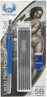 Leda Art Supply - Juego de lápices mecánicos con 12 unidades 5B con grafito de repuesto y tajador para dibujos perfectos - Arteztik
