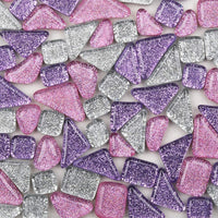 Azulejos de mosaico de colores mixtos, mosaico de cristal brillante, piezas de cristal surtidas cuadradas y triangulares con purpurina, azulejos de mosaico de cristal para decoración del hogar o manualidades, 7.05 oz - Arteztik