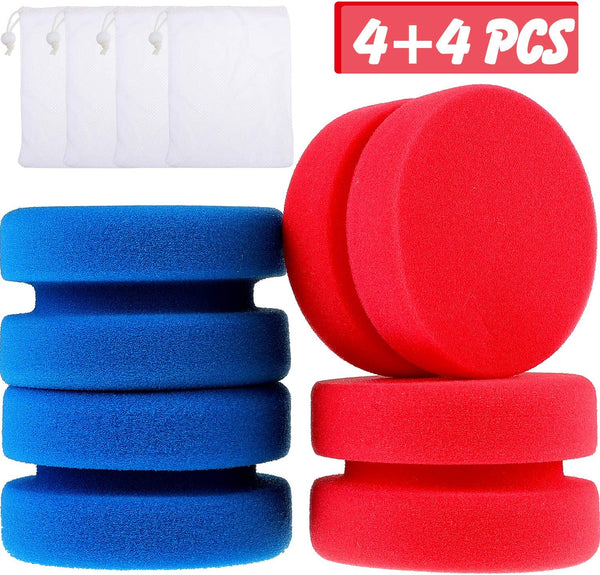 4 Pieces Paint Sponge Applicator Watercolors Sponges Applicator Artist Paint Sponge with 4 Mesh Bags for Painting Crafts Household (Blue, Red Sponge) - Arteztik
