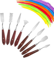 8 Pcs Painting Knives Stainless Steel Spatula Knife for Acrylic Painting Wood Handle Knife Painting Mixing Scraper Painting Knife Set Art Tools for Oil Paint Canvas - Arteztik
