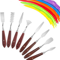 8 Pcs Painting Knives Stainless Steel Spatula Knife for Acrylic Painting Wood Handle Knife Painting Mixing Scraper Painting Knife Set Art Tools for Oil Paint Canvas - Arteztik