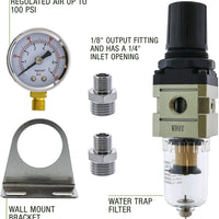 Heavy Duty True Diafragma Mini Regulador Con Manómetro y filtro de trampa de agua - Arteztik