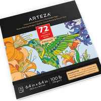 Arteza Libro de colorear para adultos, 6.4 x 6.4 pulgadas, 72 hojas de diseños, hojas de colorear desmontables de tamaño de viaje de 100 libras, suministros de arte para relajarse