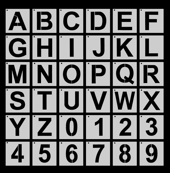36 plantillas de letras del alfabeto, plantillas reutilizables de plástico para números de letra para decoración del hogar, proyectos de arte de bricolaje, madera, pared, tela, roca, pizarra (3.9 in) - Arteztik