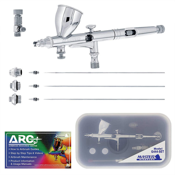 Master Airbrush G444-SET - Juego profesional de aerógrafo de doble acción con control de detalle de doble acción y tarjeta ARC Link - Arteztik