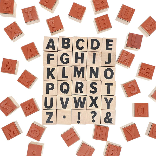 Juego de 2 (60 piezas) sellos de letras y símbolos de madera de 1.0 in para manualidades y álbumes de recortes - Arteztik