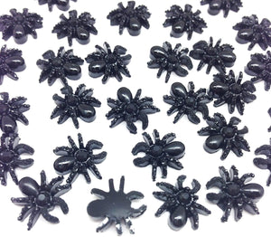 PEPPERLONELY 30 piezas de araña de Halloween, araña de resina, cabujón plano, bricolaje, álbum de recortes, decoración, manualidades, 0.512 in - Arteztik