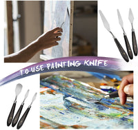 youn4us paquete de 2 5 piezas pintura juego de cuchillos, acero inoxidable y mango de madera espátula cuchillo de paleta para mezclar rasqueta para pintura de aceite mezcla de color - Arteztik
