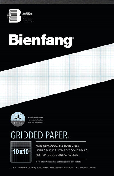 Bienfang - Papel de cuadrícula de diseño, 10 x 10 secciones transversales, 11 x 17 pulgadas, 50 hojas - Arteztik