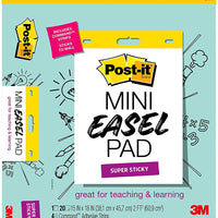 Post-it Super Sticky Mini caballete Pad 15 x 18 pulgadas, 20 hojas/almohadilla, 1 cojín, papel blanco Premium autoadherente, ideal para profesores virtuales y estudiantes (577SS) - Arteztik