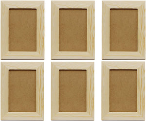 Pack of 6 - Unfinished Solid Pine Wood Picture Frames for Arts & Crafts, DIY Painting Project - Stand or Hang on The Wall - (6x8 Frame Size Holds 6x4 Pictures) for Adults and Kids Craft - Arteztik