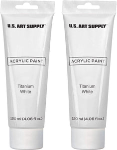 Twin-Pack-U.S. Art Supply - Tubo de pintura acrílica (4.1 fl oz, 2 unidades), color blanco - Arteztik