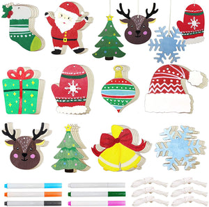 50 adornos de madera sin terminar para decoración navideña y manualidades, 10 estilos de madera sin terminar para decoración de Navidad y manualidades - Arteztik