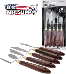 U.S. Art Supply - Juego de 5 cuchillos de paleta de metal surtidos - Arteztik