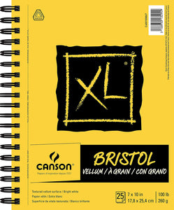 Canson XL Series Bristol - Bloc de papel de vitela para lápiz, acabado de vitela, plegable, 100 libras, 9 x 12 pulgadas, blanco brillante, 25 hojas - Arteztik