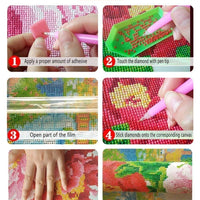 Kotwdq - Juego de 4 kits de pintura de diamante para adultos y niños, para decoración de pared del hogar - Arteztik
