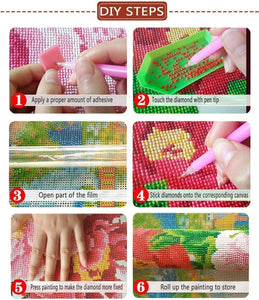 Kotwdq - Juego de 4 kits de pintura de diamante para adultos y niños, para decoración de pared del hogar - Arteztik