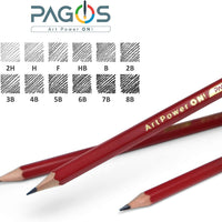 Pagos - Juego de lápices de dibujo profesional de grafito para dibujo, 12 piezas, 2H, H, F, HB, B, 2B, 3B, 4B, 5B, 6B, 7B, 8B Art Travel Set – Lápices de sombra, suministros de dibujo, conjunto de bocetos - Arteztik