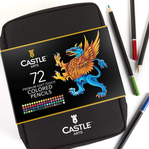 Castle Art Supplies - Juego de 72 lápices de colores con cremallera para adultos y niños artistas | Perfecto para colorear dibujo bocetos sombreado en un estuche de viaje con cremallera fácil - Arteztik