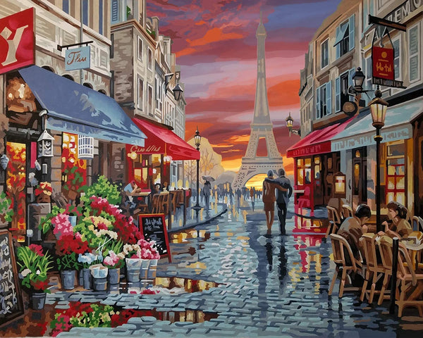 Kit de pintura por números para adultos, diseño de cuadros gigantes para manualidades, acrílico, pintura al óleo para adultos principiantes, en lienzo, 16.0 x 20.0 in, Paris Street - Arteztik