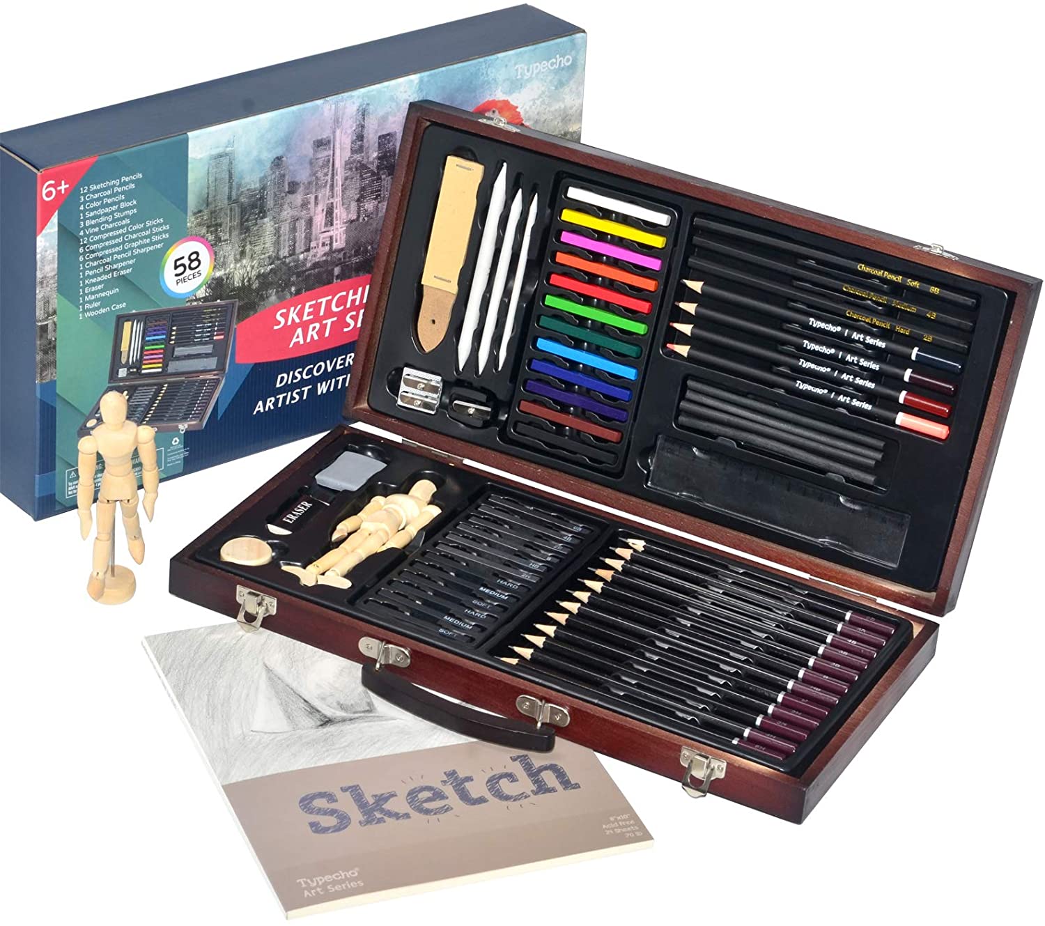 190 Kit de arte profesional plegable, kit de dibujo a color, kit de artista  completo, estuche de aluminio, juego de di…