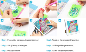 BeYumi - Kit de pintura de diamantes 5D para niños - Kit de pintura de diamantes de imitación de cristal con marco blanco, mosaico para hacer arte y decoración de pared para el hogar, 7 x 7 pulgadas - Arteztik