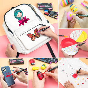 Paintigo - Juego de 12 rotuladores acrílicos con base de agua, punta extra fina de 0.028 in, ideal para vidrio, tela, cerámica, madera, porcelana, lienzo, pintura de roca, taza de bricolaje - Arteztik