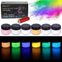 Seisso 12 colores brillan en la oscuridad polvo pigmento, 20 gramos/0.7 oz polvo luminoso seguro para la piel polvo nocturno tinte de pigmento de color no tóxico para resina epoxi, slime, bricolaje, manualidades, arte de uñas, pintura acrílica - Arteztik