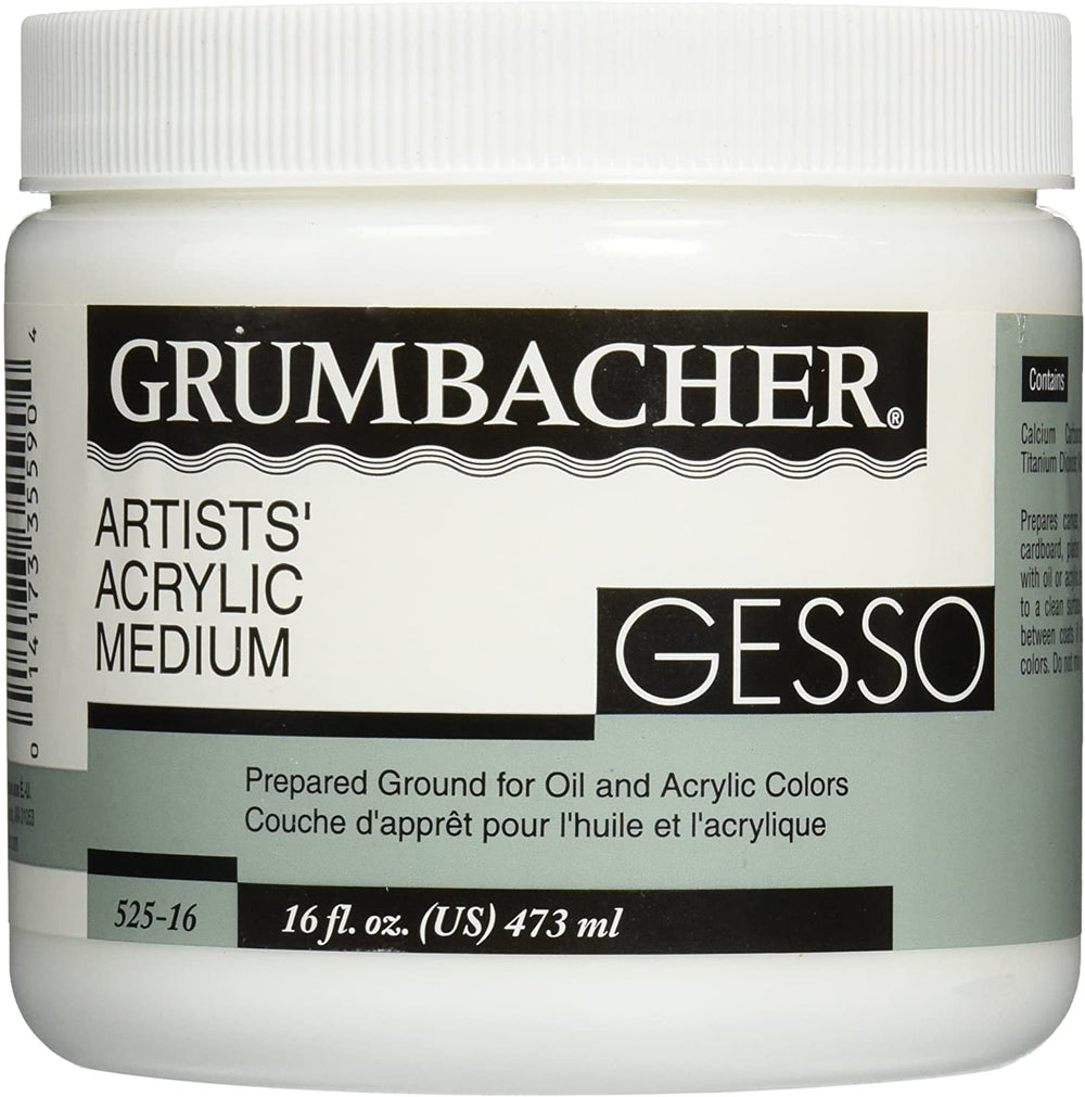 Grumbacher Gesso (hyplar) Artistas 'Acrílico & pintura de aceite MEDIO, 16 oz. jar - Arteztik