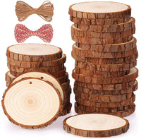 Fuyit - Juego de 30 rebanadas de madera natural para manualidades (2,4 a 2,8 pulgadas), diseño de círculos de madera sin terminar con agujero - Arteztik
