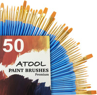Atool 50 - Pinceles de pintura, Negro Galaxy, 50pcs - Arteztik
