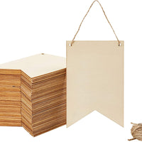 Letrero de madera sin terminar, DIY rústico madera signos (5.9 x 3.8 x 0.1 in, 48 unidades) - Arteztik
